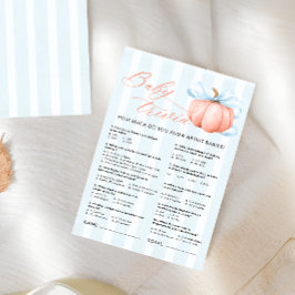 Jogo Pequeno Chá de fraldas de Abóbora Trivia