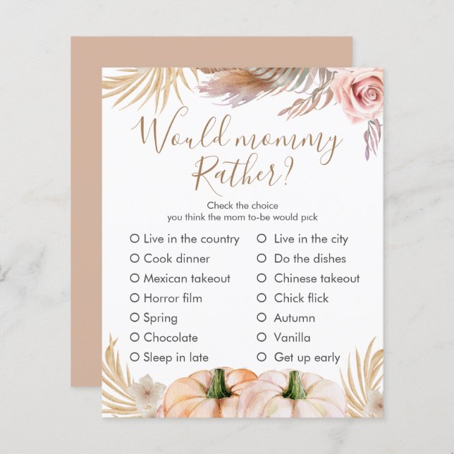 Jogo Personalizado do Chá de fraldas de Queda de B (Frente/Verso)