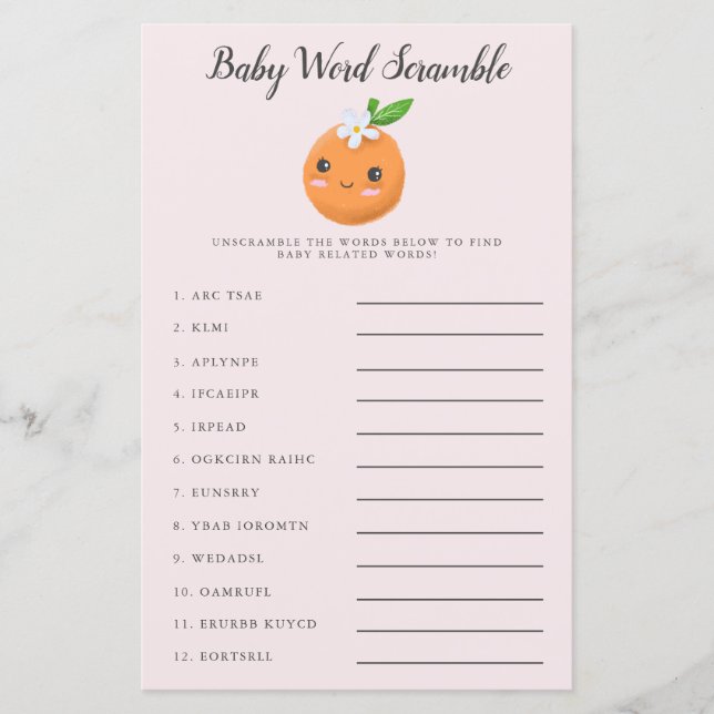 Jogo Pink Little Cutie Baby Word Scramble (Frente)