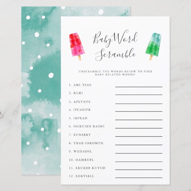 Jogo Psicle Baby Word Scramble (Frente/Verso)