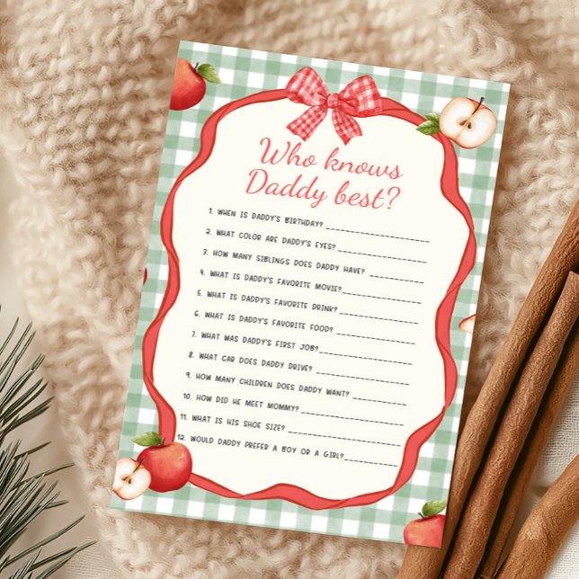 Jogo Quem Conhece Melhor o Papai Olho da Nossa Maç (Apple of Our Eye Baby Shower Who Knows Daddy Best Game)