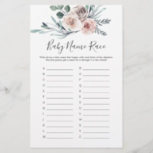 Jogo Race de Nome do Bebê do Chá de fraldas Boho