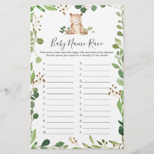 Jogo Race do Nome do Chá de fraldas do Urso