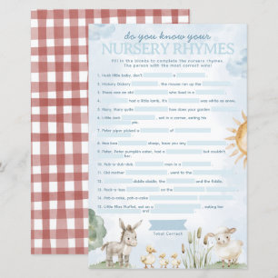 Jogo Rhyme do Nursery do Chá de fraldas fazenda