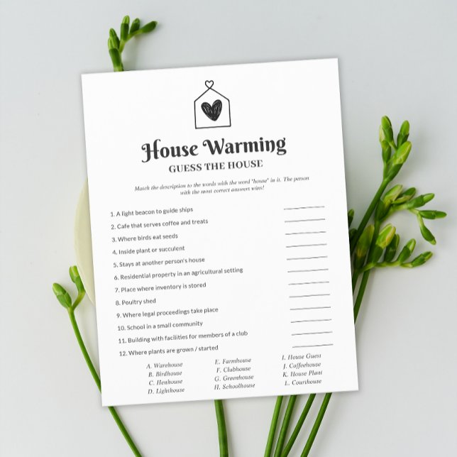 Jogo Simples de Aquecimento da Casa para Namorados (Simple Sweet Heart House Warming Party Game)