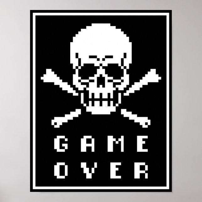 Jogo sobre Poster de Arte de Pixel Crossbones com  (Frente)