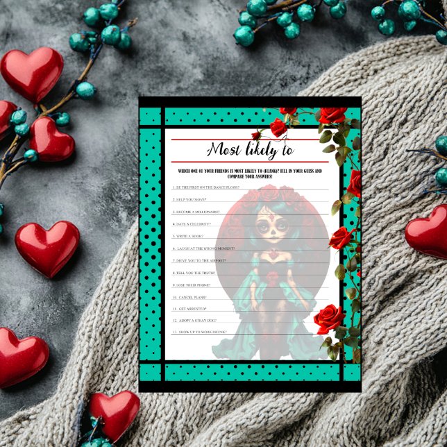 Jogo Teal e Red Roses Sugar Skulls Most Likely (Criador carregado)
