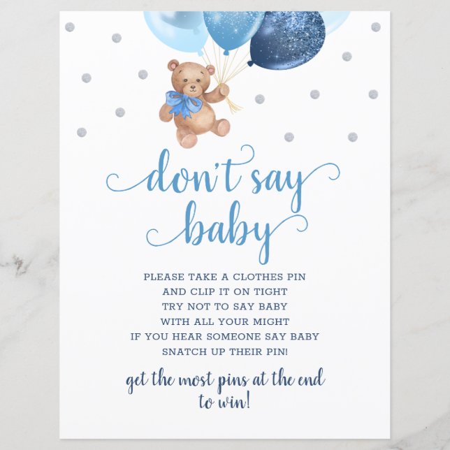 Jogo Teddy Bear Blue Balloons Don't Say Baby (Frente)