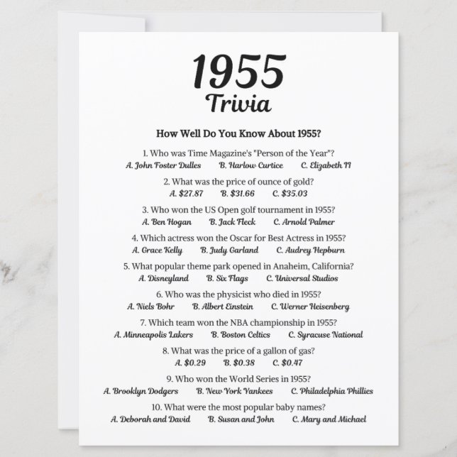 Jogo Trivia 1955 (Frente)