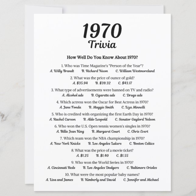 Jogo Trivia 1970 (Frente)