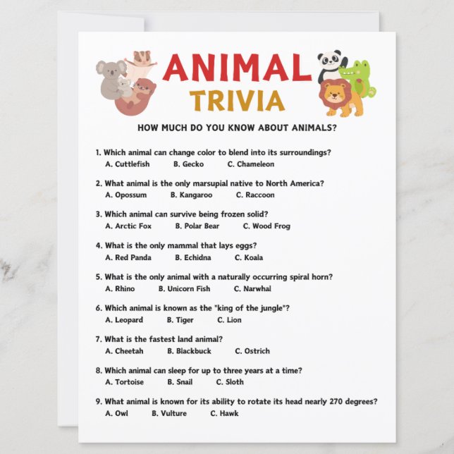 Jogo Trivia Animal (Frente)