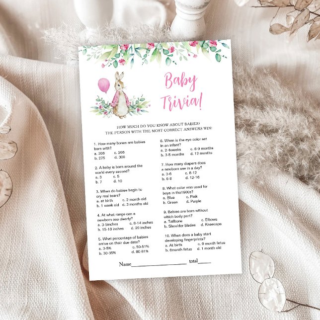 Jogo Trivia do Chá de fraldas Peter Rabbit (Criador carregado)