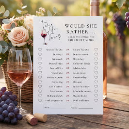 Jogo Vino Before Vows para Chá de Noiva cartão
