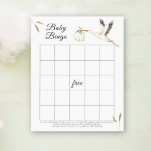 jogo Watercolor Stork Baby Bingo