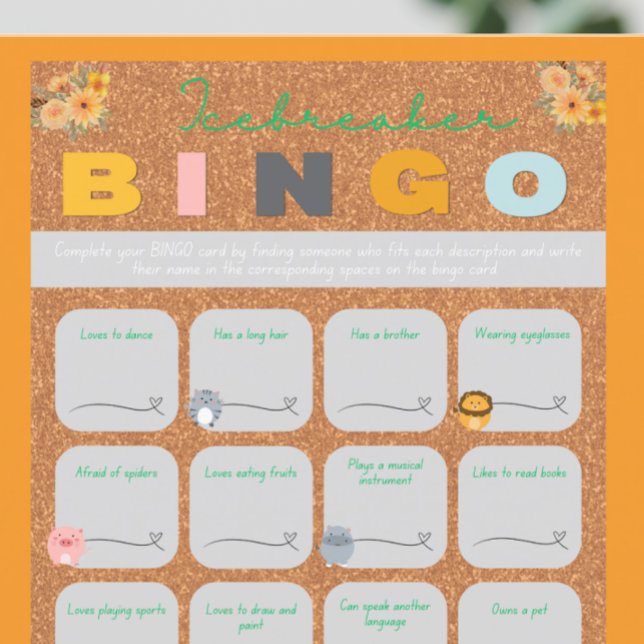 Jogos de bingo de quebra-gelo de chuveiro de bebê  (bingo baby shower game)