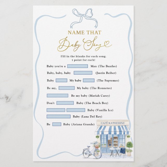 Jogos de Canto de Nome de Bebê Café Coquette Paris (Frente)