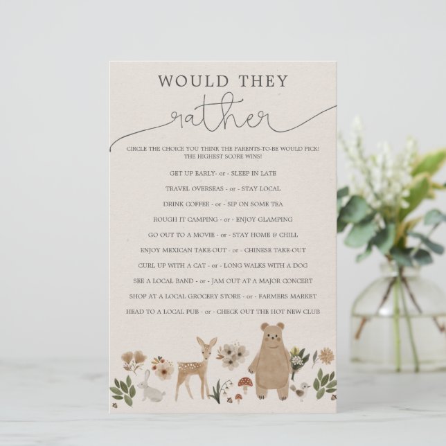 Jogos de Chá de fraldas Duplos Boho Woodland (Em pé/Frente)