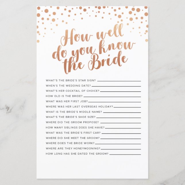 Jogos De chá de panela Como Você Conhece A Noiva? (Frente)