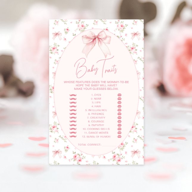 Jogos de Chuveiro de Bebê com Laço Floral Rosa Chi (Criador carregado)
