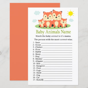 Jogos de Nomes de Animais Bebês Raposa
