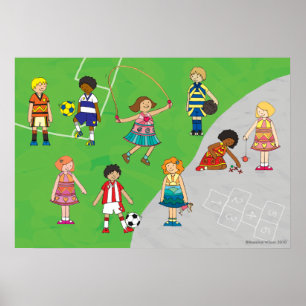 Jogos de recreio, poster para rapazes e raparigas