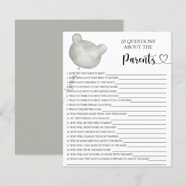 Jogos do Balão Silver Bear sobre os pais (Frente/Verso)