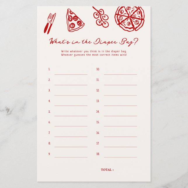 Jogos do Chá de fraldas da Pizza de fralda (Frente)