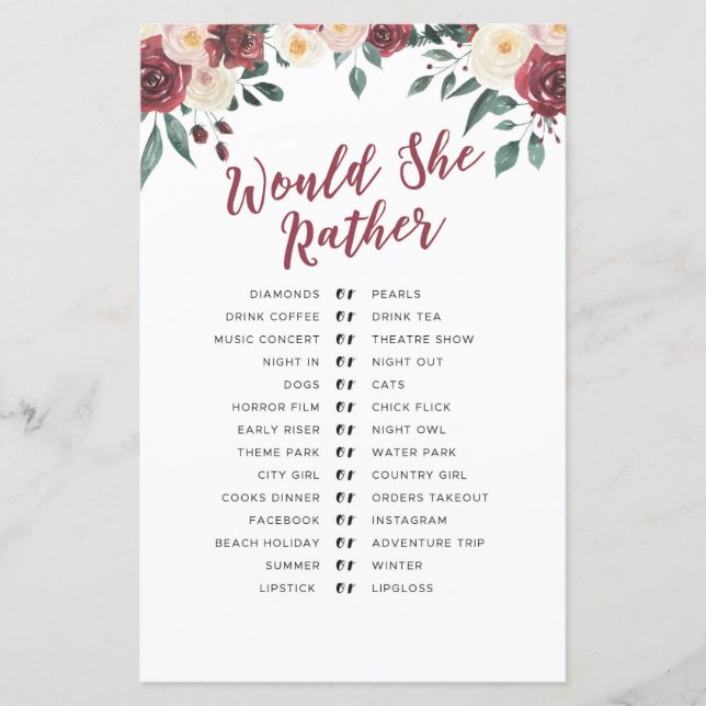 Jogos do chá de panela O que há no seu jogo vermel (Frente)