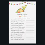 Jogos para Taco & Tequila Fiesta Casal Trivia<br><div class="desc">Tacos e Tequila mexicana Fiesta tema Bridal / casal jogo Trivia com ilustração aquarela de taco e margarita. Personalize a parte traseira da placa com o nome da data do casal e do chá.</div>