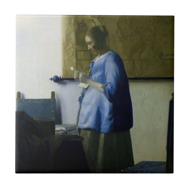 Johannes Vermeer - Mulher a azul lendo uma letra (Frente)