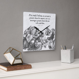 John 13:16 Relógio de Muro da Bíblia Cristã Jesus
