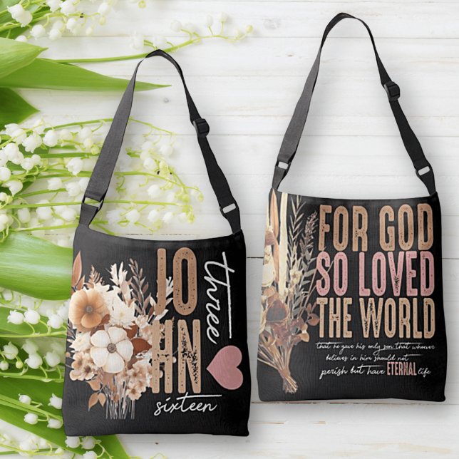 John 3:16 Bíblia Verse Black Tote Bag (Criador carregado)