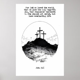 John 3 16 Calvário Colina Arte Impressão Para Deus