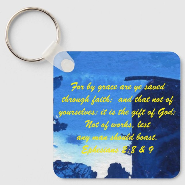 John 3:16 & Ephesianos 2:8 & 9 Chaveiro de verdade (Frente)