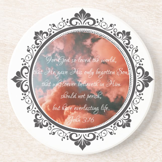 John 3:16 Porta copos Sandstone (Frente)