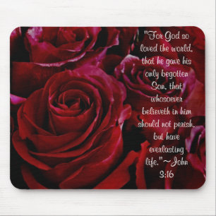 John 3:16 rosa vermelha mousepad