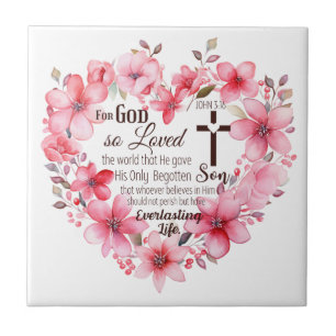 John 3:16 Verso de Bíblia Coração Floral