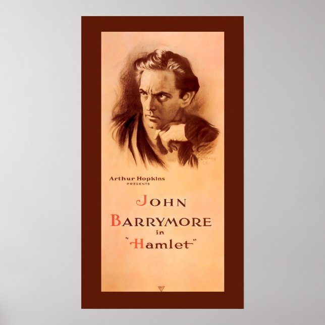 John Barrymore na Poster Hamlet Broadway 1922 (Frente)