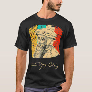 John Calvin Pastor Figura histórica da camisa ret