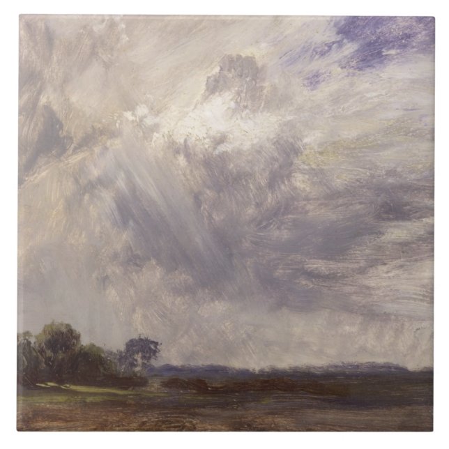 John Constable| Paisagem com Cinza Windy Sky, c. (Frente)