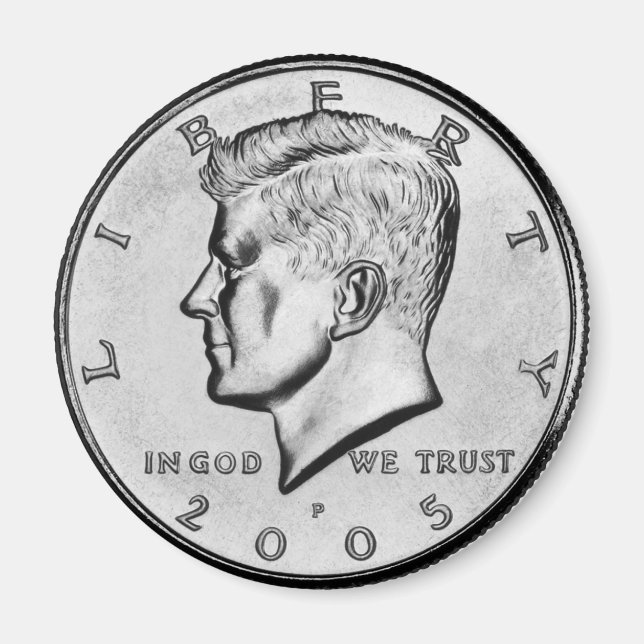 John F Kennedy, imã de meia dólar. (Frente)