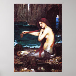 John William Waterhouse Vintage Mermaid Poster