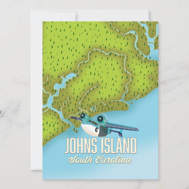 Johns Island, Carolina do Sul, mapa dos EUA. (Frente)