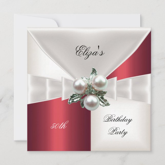 Joia de Verificação Vermelha Elegante 50º Aniversá (Frente)