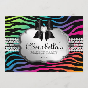 Jóia do arco-íris da zebra do convite de festas 