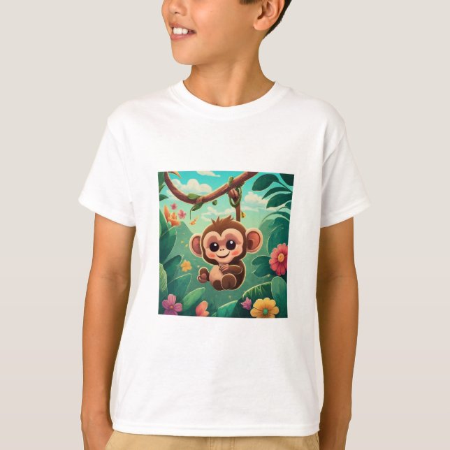 "Joia Selva: Coleção de Camisetas de Macaco-Bebê J (Frente)