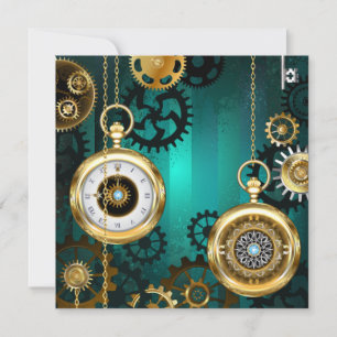 Joia Steampunk Relógio em um Fundo Verde