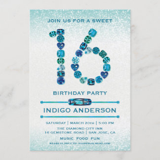 Joias de Teal Doce 16 Convites de aniversário