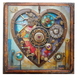 Jóias e Coração de Vidro Manchado Série Steampunk