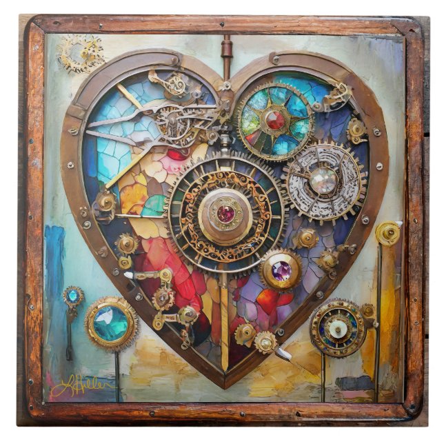 Jóias e Coração de Vidro Manchado Série Steampunk (Frente)